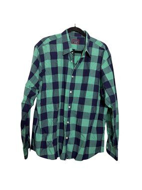 UNTUCKit Green Navy Blue Buffalo Check Plaid Cotton Button Down Shirt Mens XXL